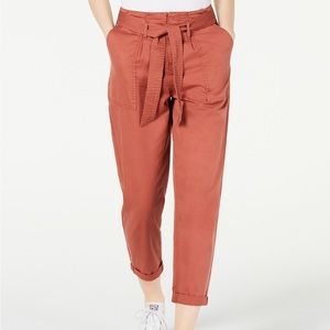 Cuffed Belted High-Rise Utility Pants